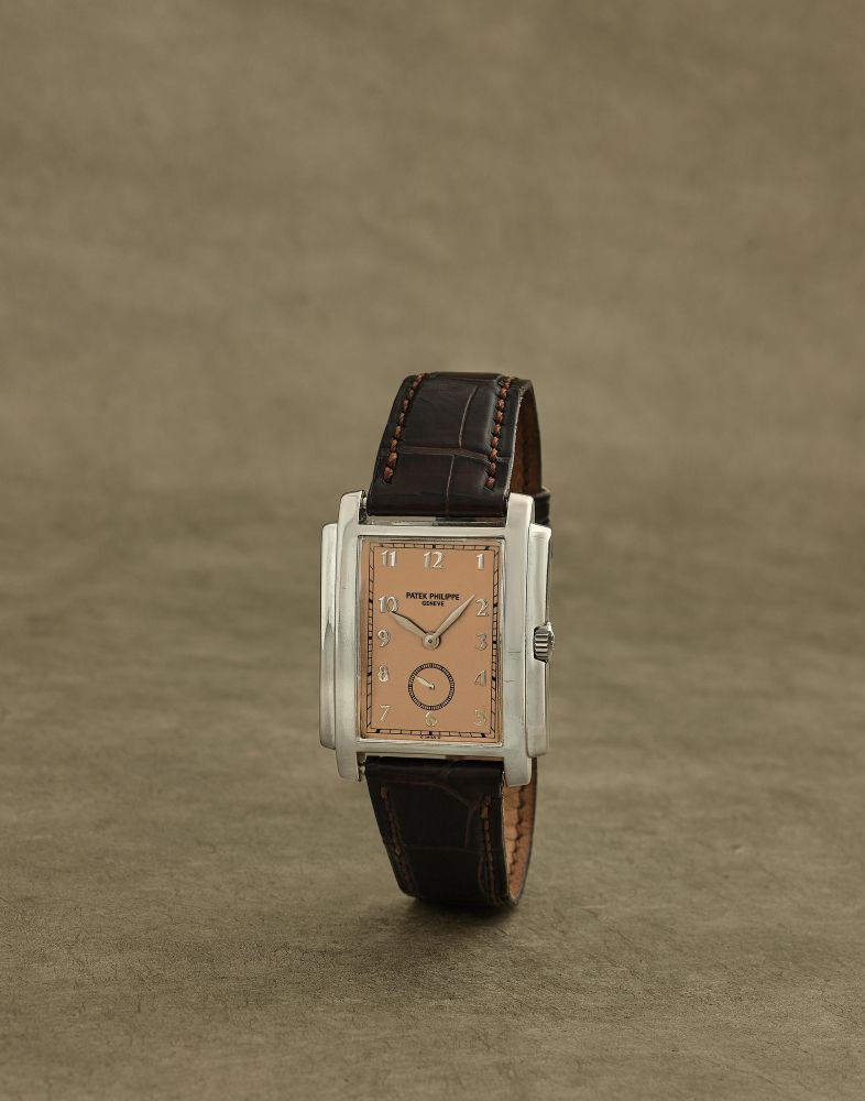 Patek Philippe. Montre bracelet en or blanc 18K (750) de forme rectangulaire mouvement mécanique