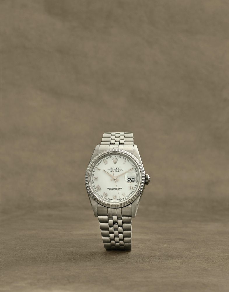 Rolex. Montre bracelet en acier avec date mouvement automatique