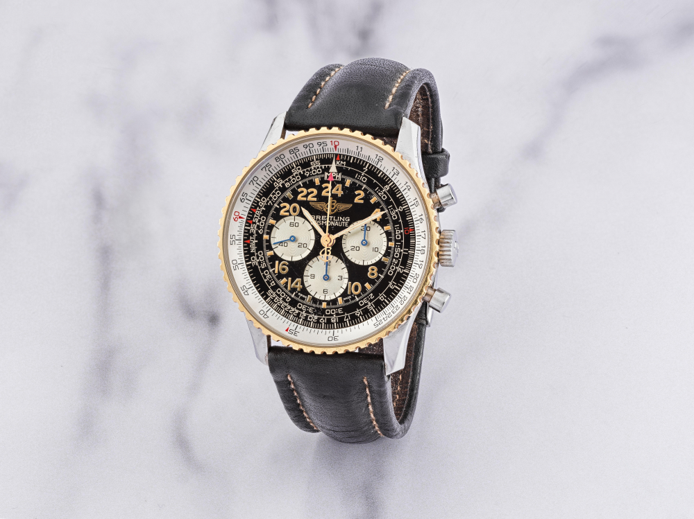 Breitling. Chronographe bracelet en or jaune 18K (750) et acier mouvement mécanique
