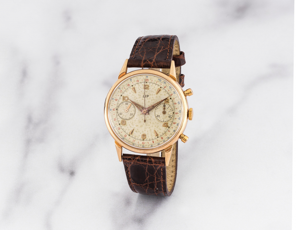 Lip. Chronographe bracelet en or jaune 18K (750) mouvement mécanique