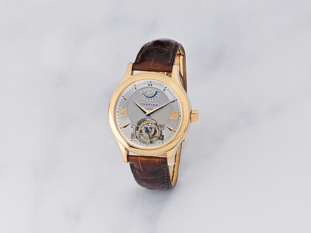 Chopard. Belle montre bracelet en or rose 18K (750) avec réserve de marche mouvement mécanique tourbillon