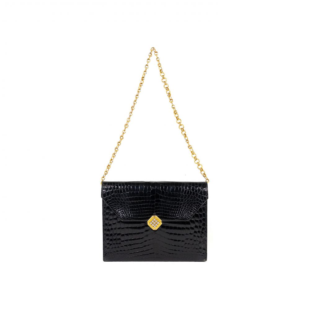 Morabito: Sac A Rabat Enveloppe En Crocodile Noir