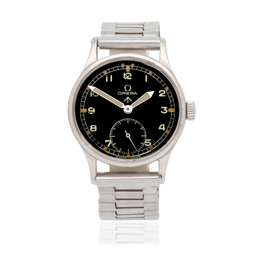 Omega. A stainless steel manual wind military issue wristwatch