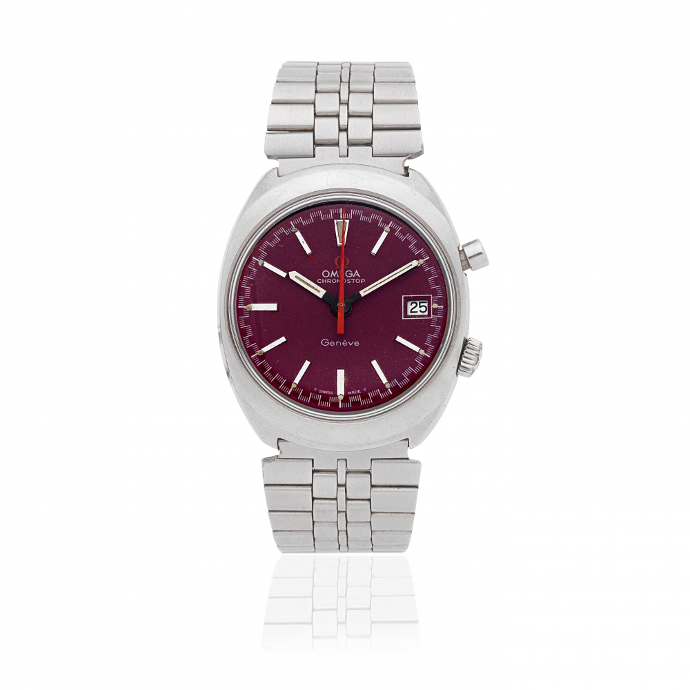 Omega. A stainless steel manual wind calendar chronograph bracelet watch