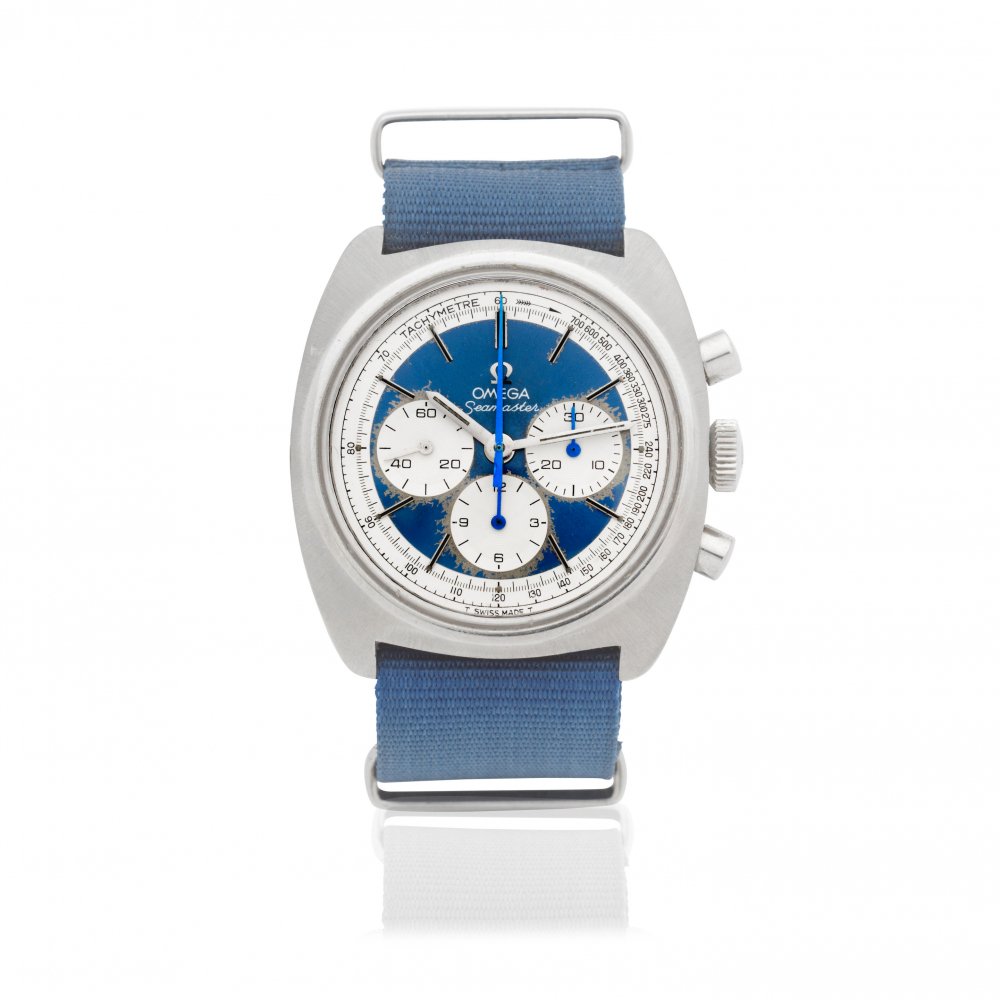 Omega. A stainless steel manual wind chronograph wristwatch