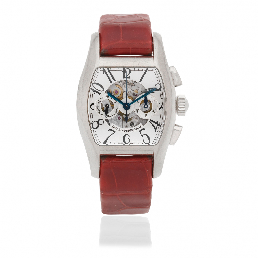 Girard-Perregaux. An 18K white gold automatic chronograph wristwatch