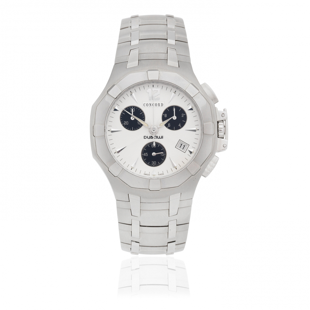 Concord. A stainless steel quartz calendar chronograph bracelet watch