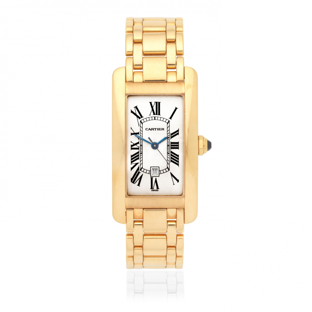 Cartier. An 18K gold automatic calendar bracelet watch