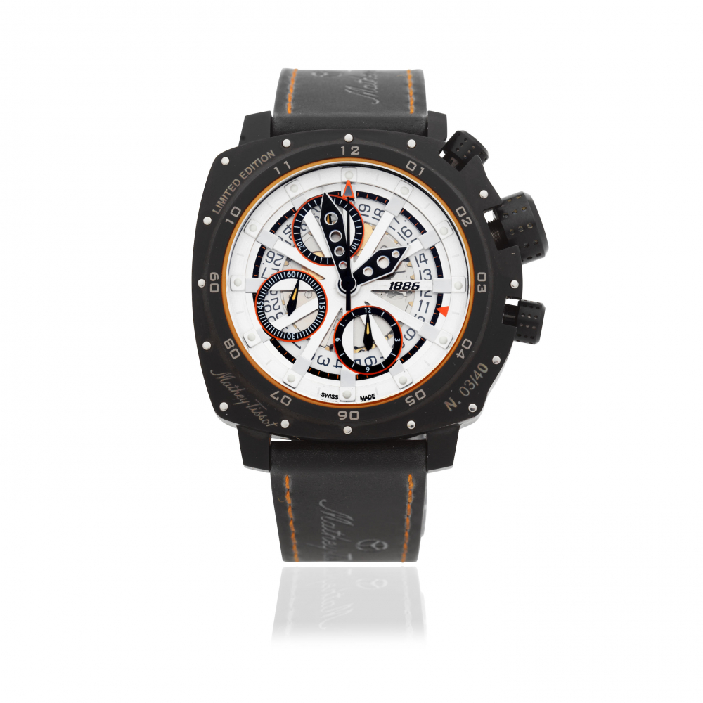 Mathey-Tissot. A Limited Edition titanium automatic skeletonised calendar chronograph wristwatch