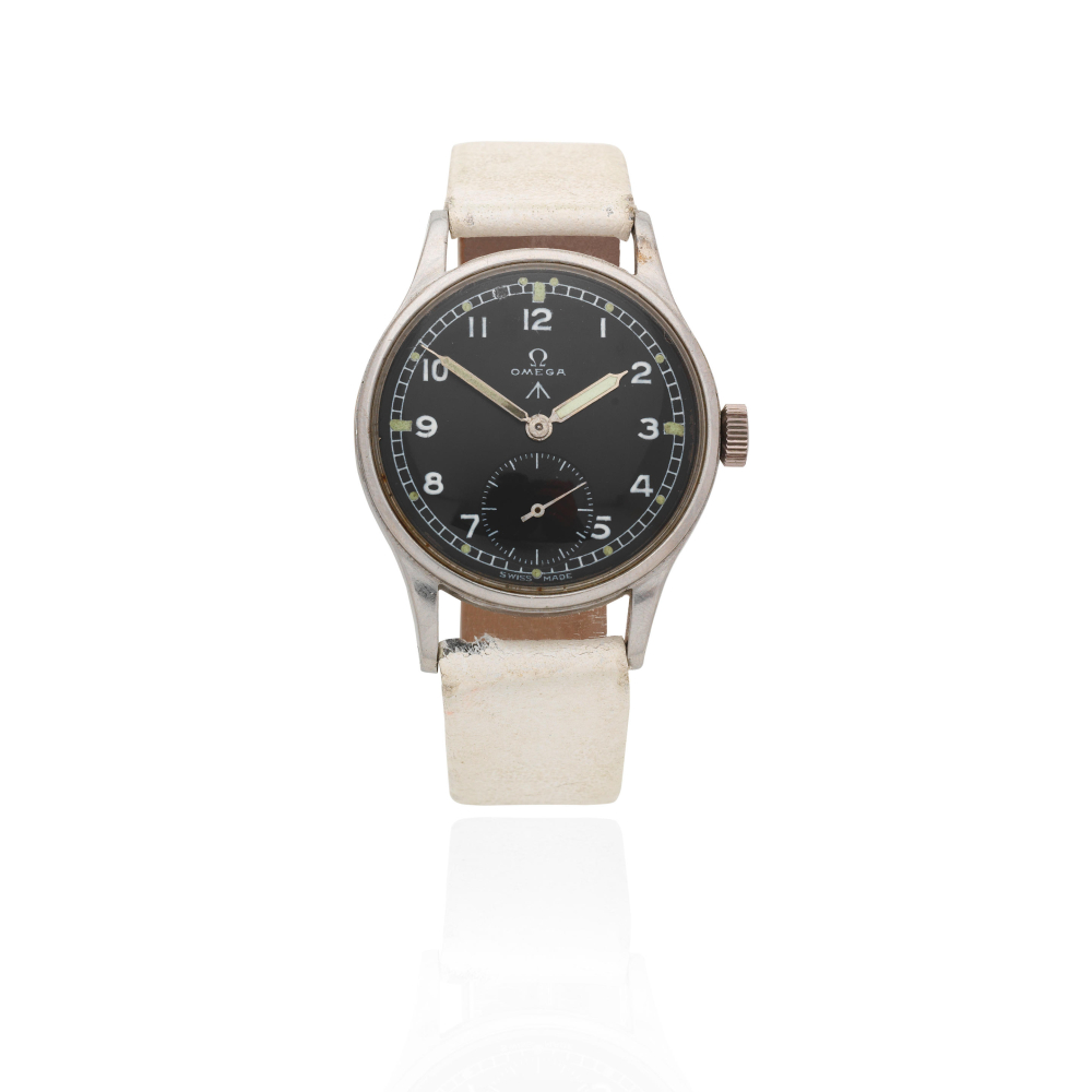Omega. A stainless steel manual wind military issue wristwatch
