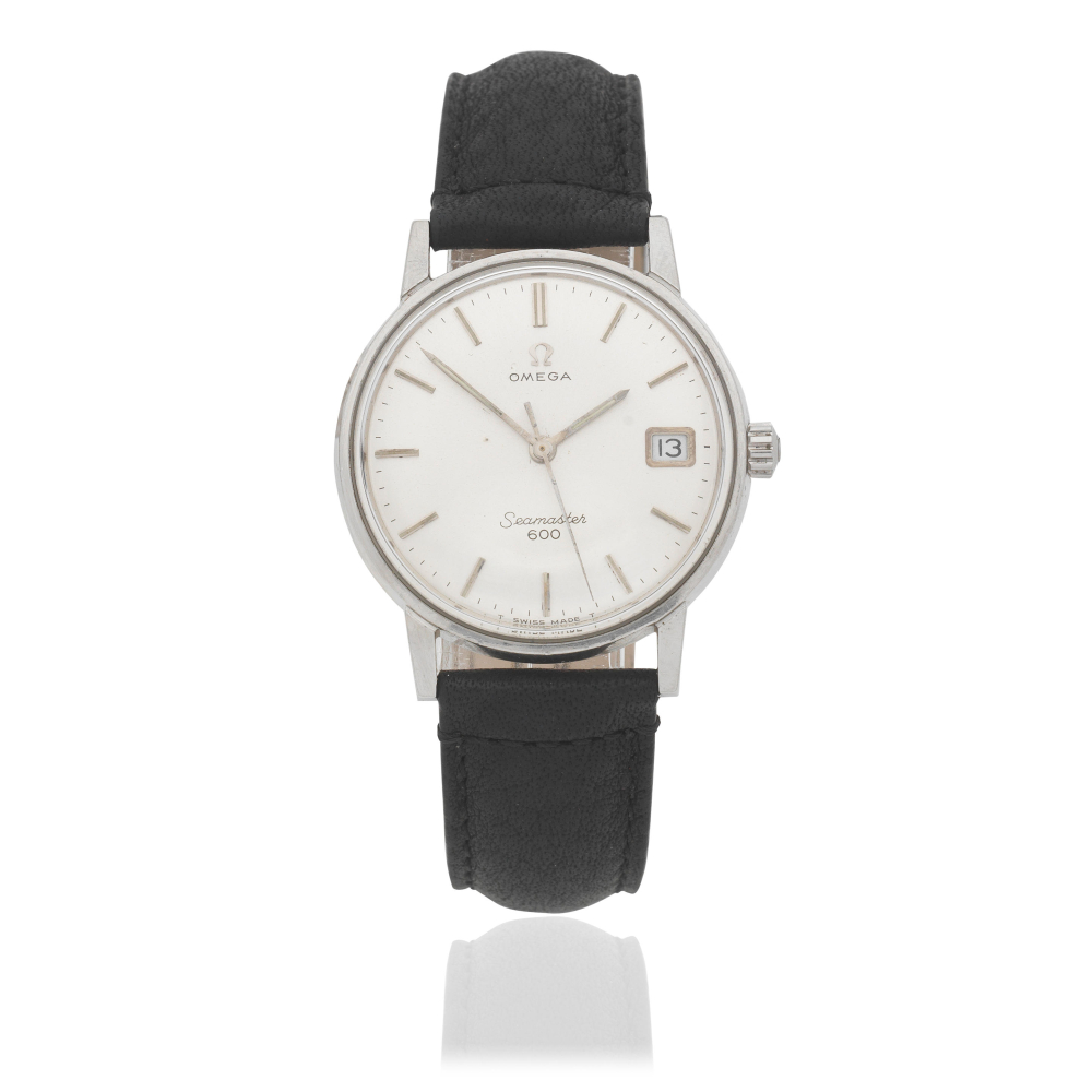 Omega. A stainless steel manual wind calendar wristwatch