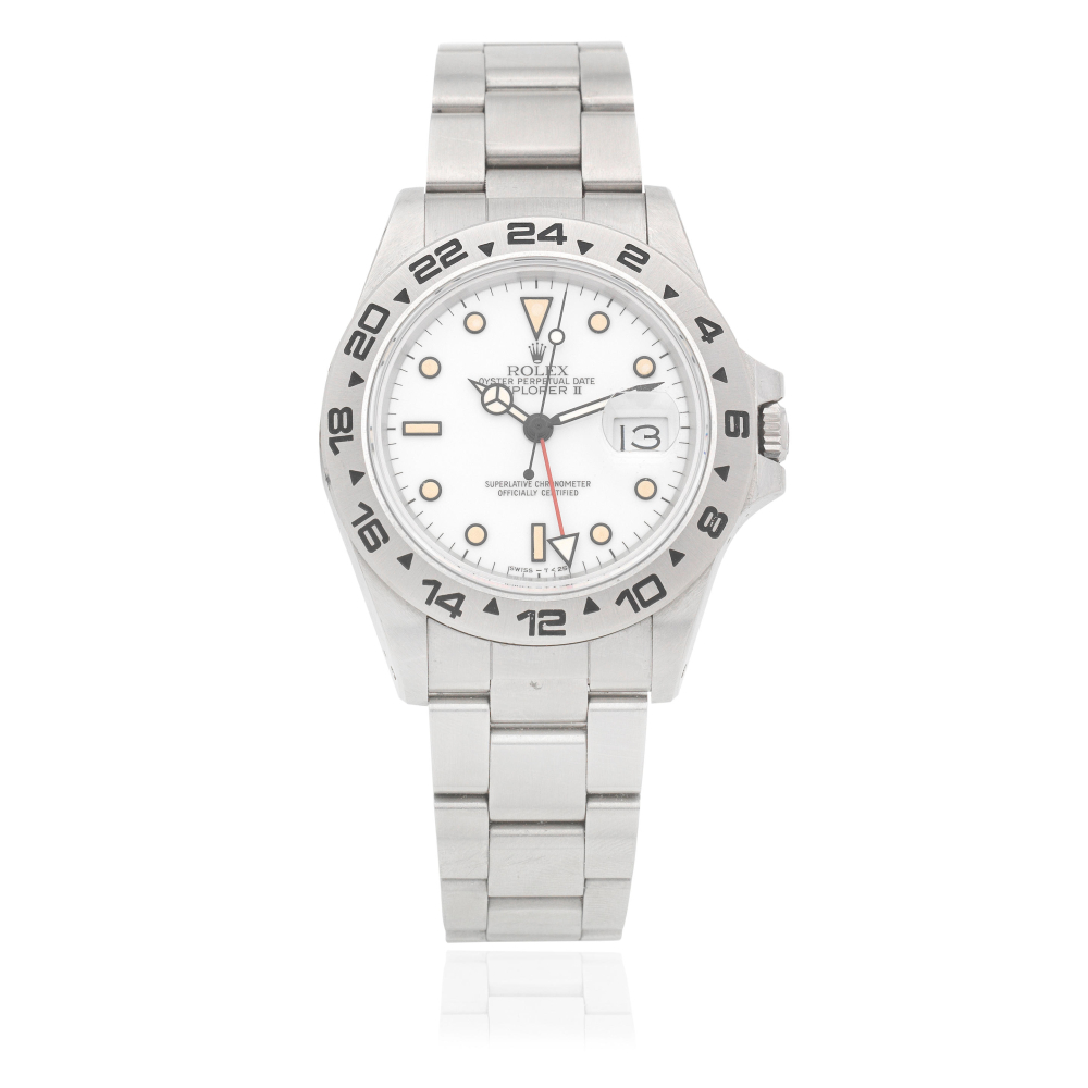Rolex. A recently serviced stainless steel automatic calendar bracelet watch with dual time zone