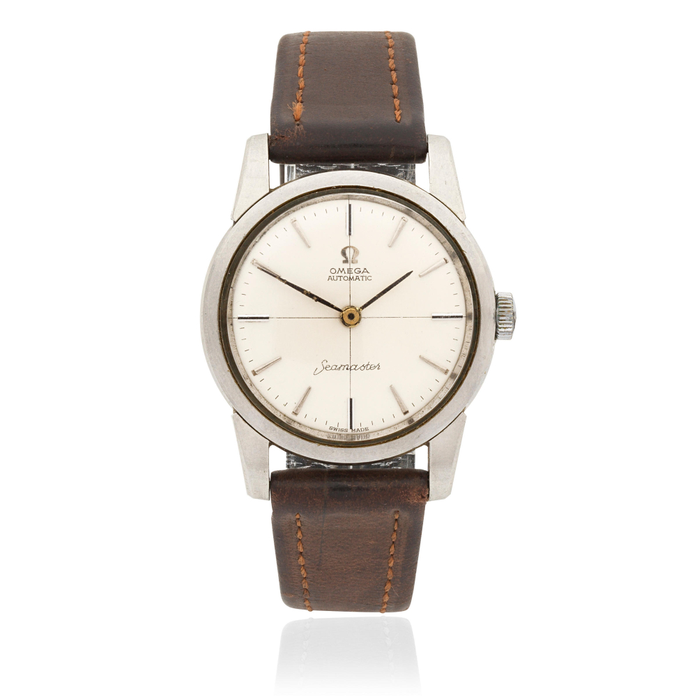 Omega. A stainless steel automatic wristwatch