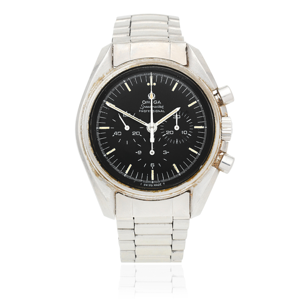 Omega. A stainless steel manual wind chronograph bracelet watch
