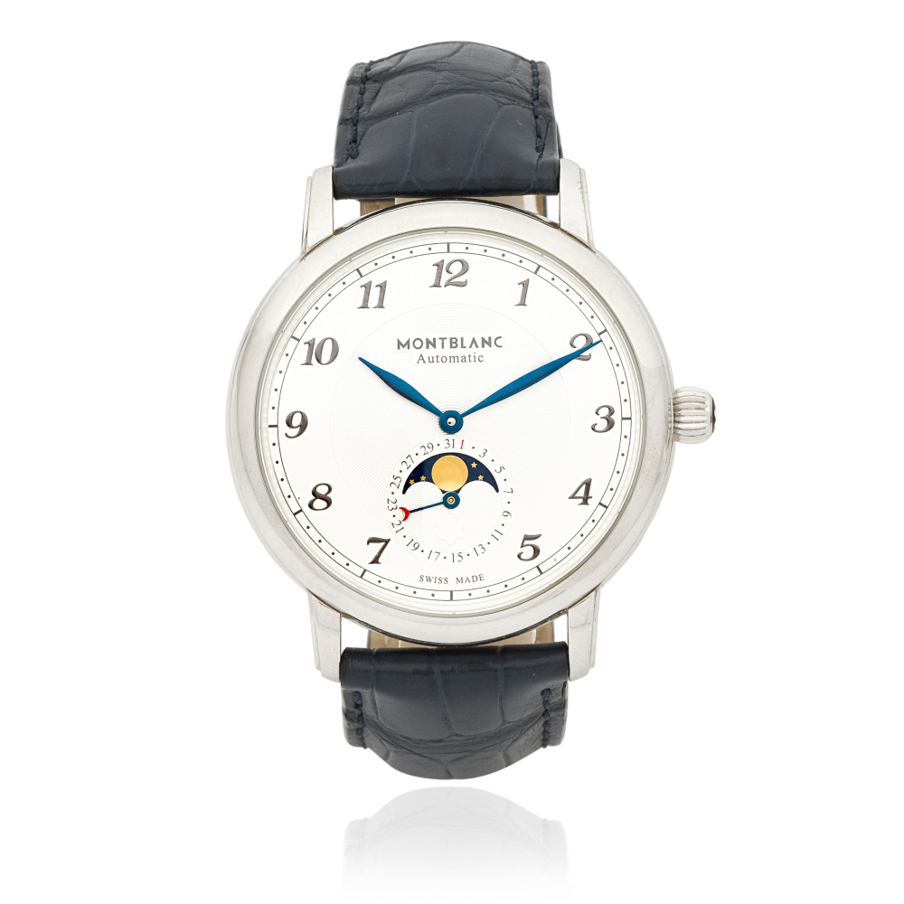 Montblanc. A stainless steel automatic calendar wristwatch with moon phase
