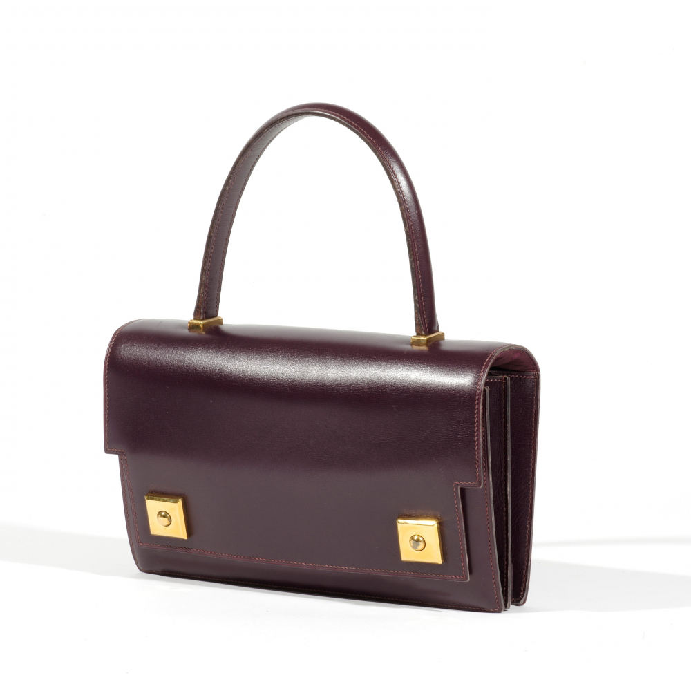 HERMES Paris. Sac Piano 25, Box aubergine