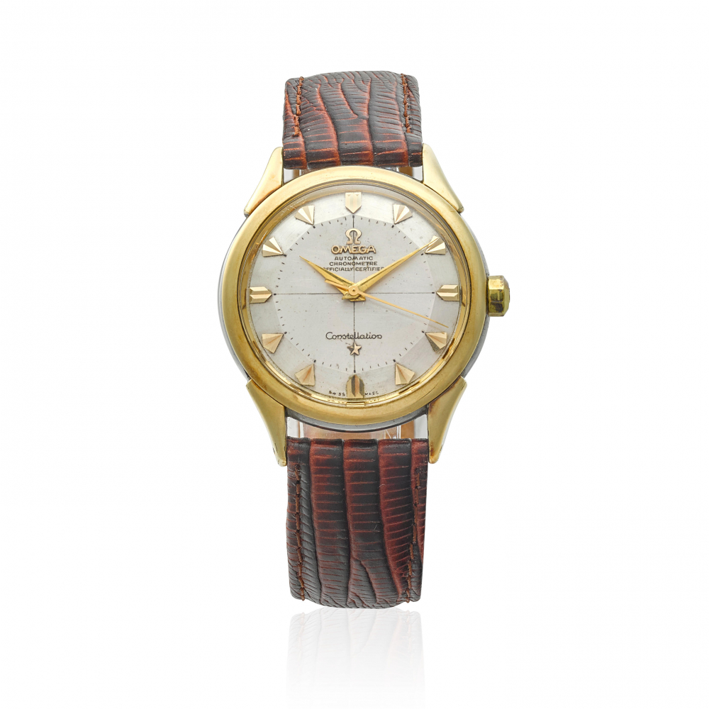 OMEGA. A STAINLESS STEEL AND GOLD PLATED AUTOMATIC WRISTWATCH