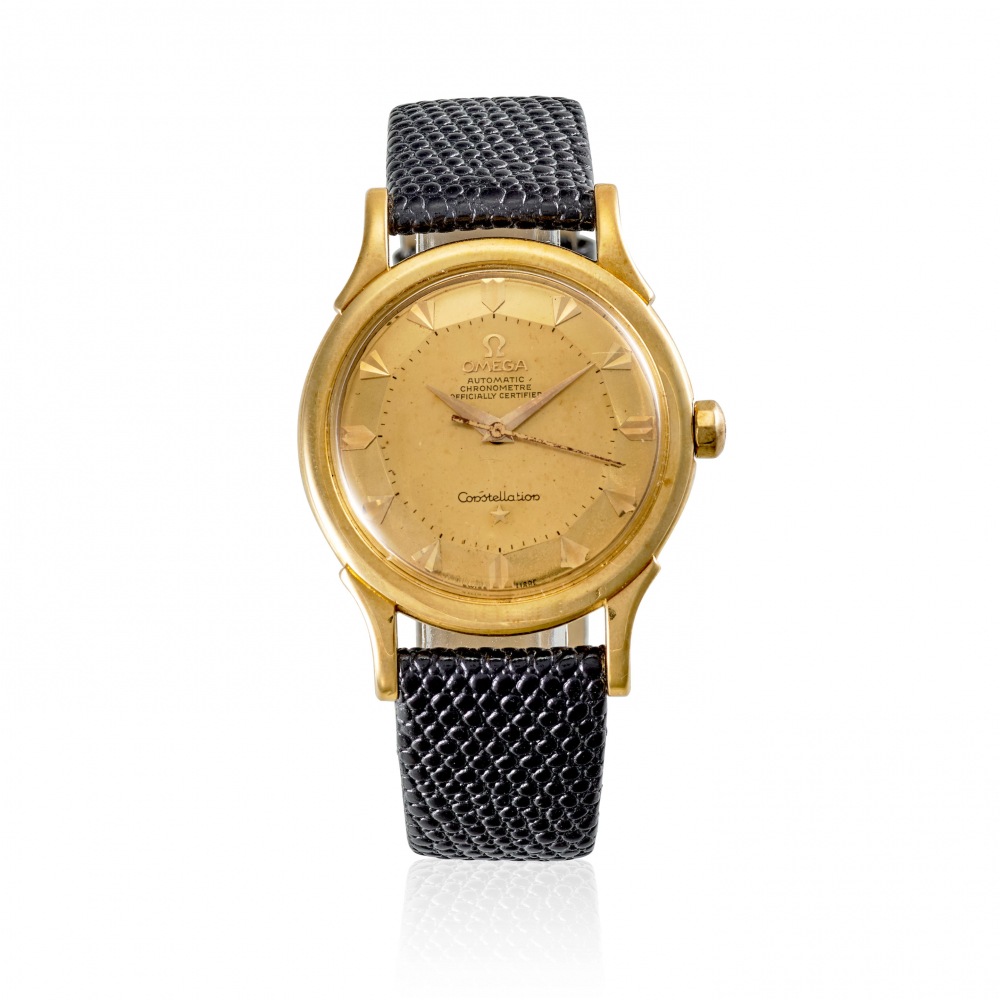 OMEGA. AN 18K GOLD AUTOMATIC WRISTWATCH