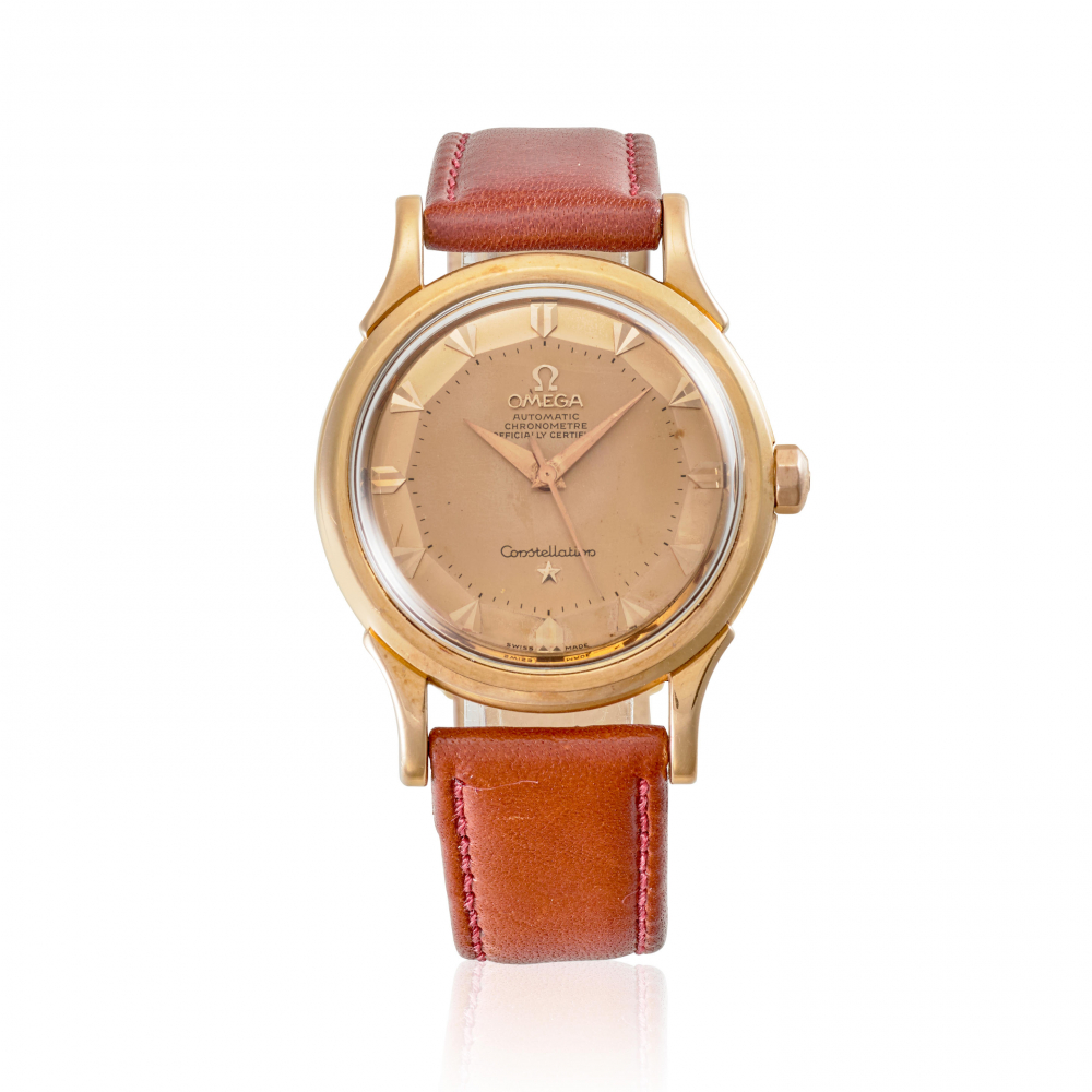 OMEGA. AN 18K GOLD AUTOMATIC WRISTWATCH