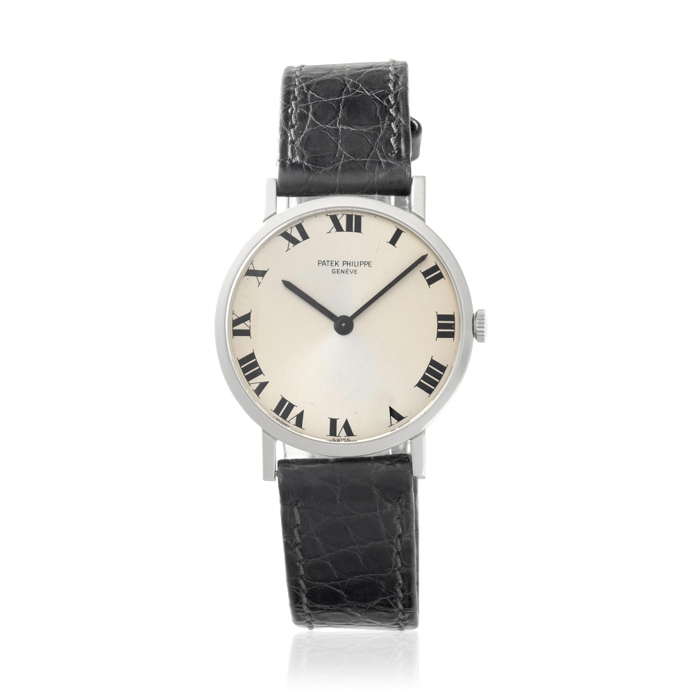 PATEK PHILIPPE. AN 18K WHITE GOLD MANUAL WIND WRISTWATCH
