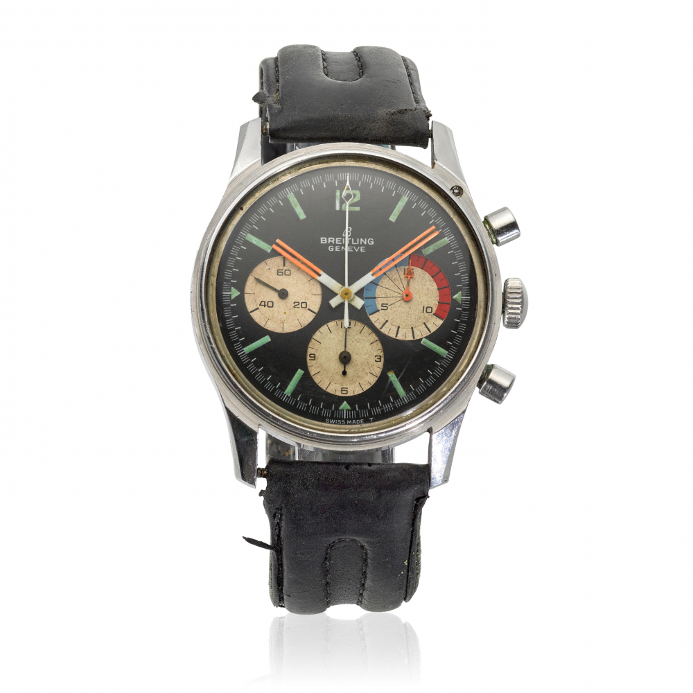 BREITLING. A STAINLESS-STEEL MANUAL WIND CHRONOGRAPH WRISTWATCH