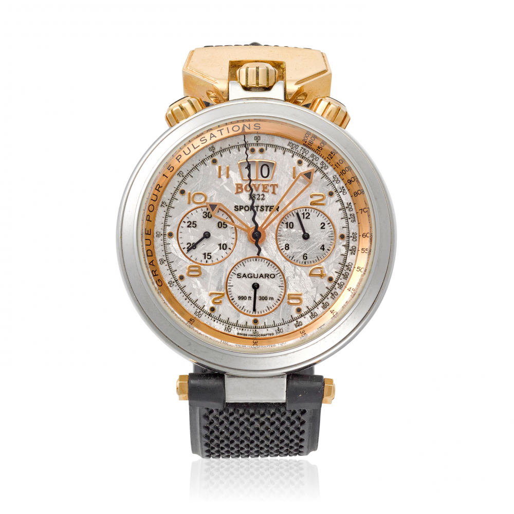BOVET. A STAINLESS-STEEL LIMITED EDITION AUTOMATIC CALENDAR CHRONOGRAPH WRISTWATCH