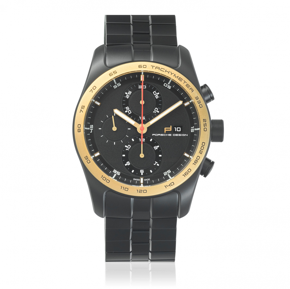 PORSCHE DESIGN. A TITANIUM AUTOMATIC CALENDAR CHRONOGRAPH BRACELET WATCH