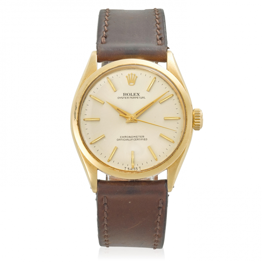 ROLEX AN 18K GOLD AUTOMATIC CENTER SECONDS WRISTWATCH