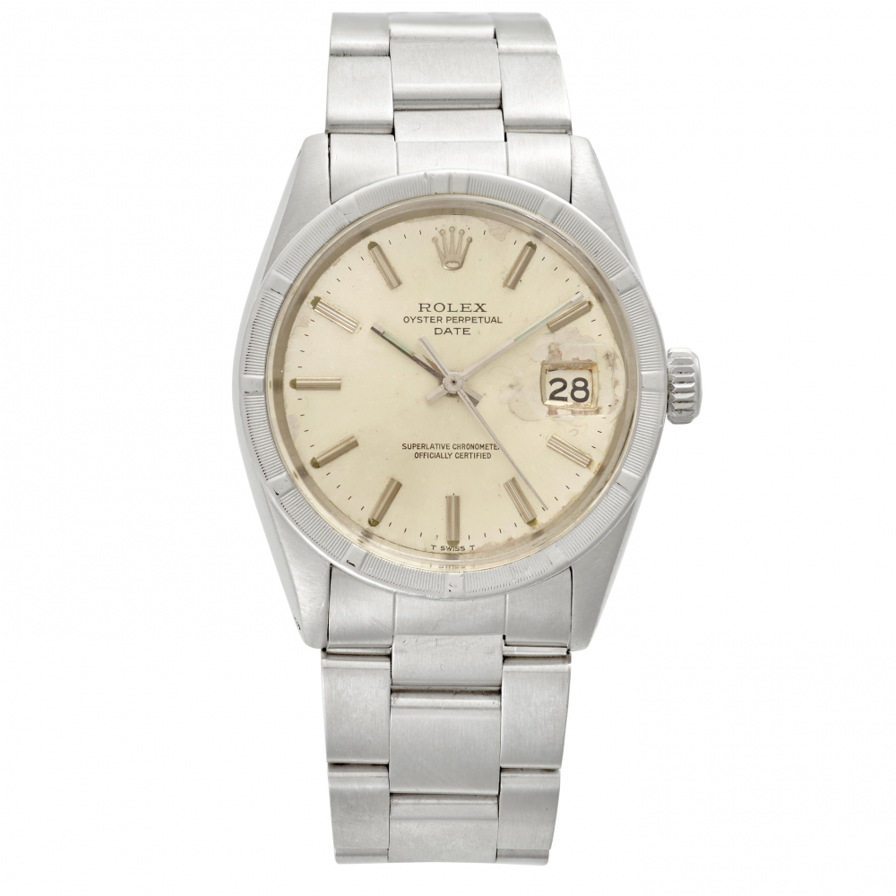ROLEX. A STAINLESS STEEL AUTOMATIC CALENDAR BRACELET WATCH