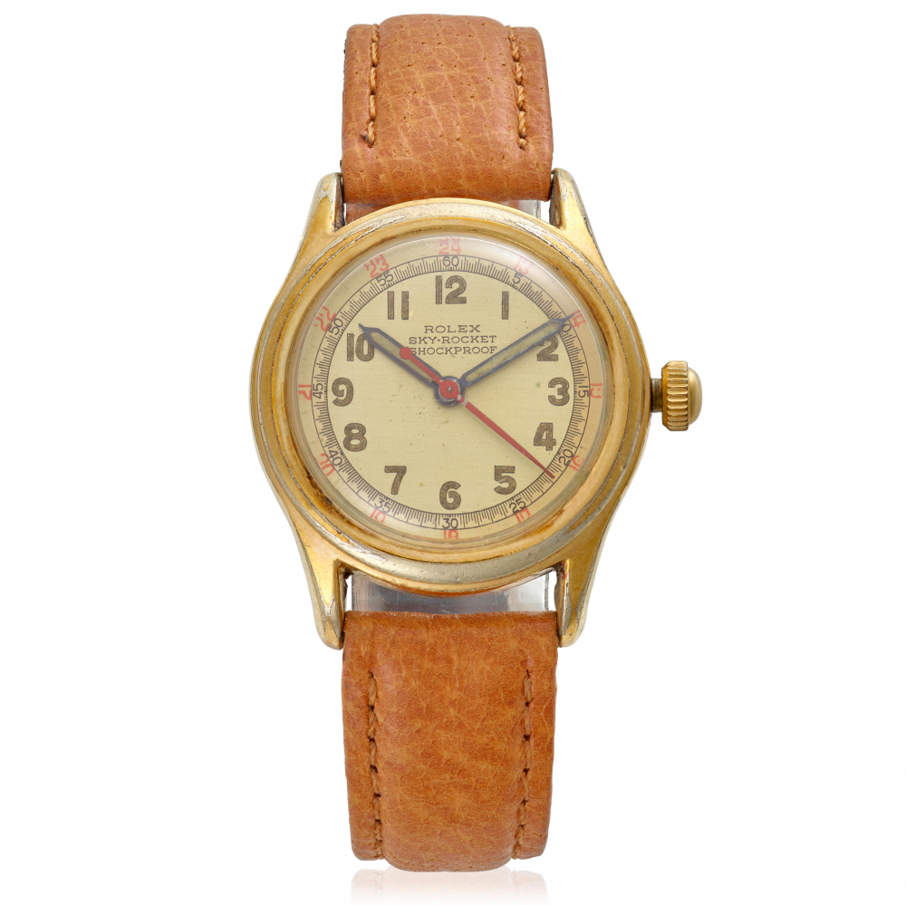 ROLEX. A RARE GOLD-FILLED MANUAL WIND WRISTWATCH