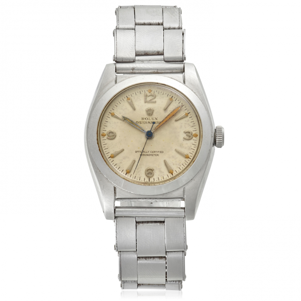 ROLEX. A STAINLESS-STEEL AUTOMATIC BRACELET WATCH