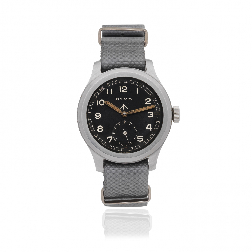 Cyma. A stainless steel manual wind Military issue wristwatch