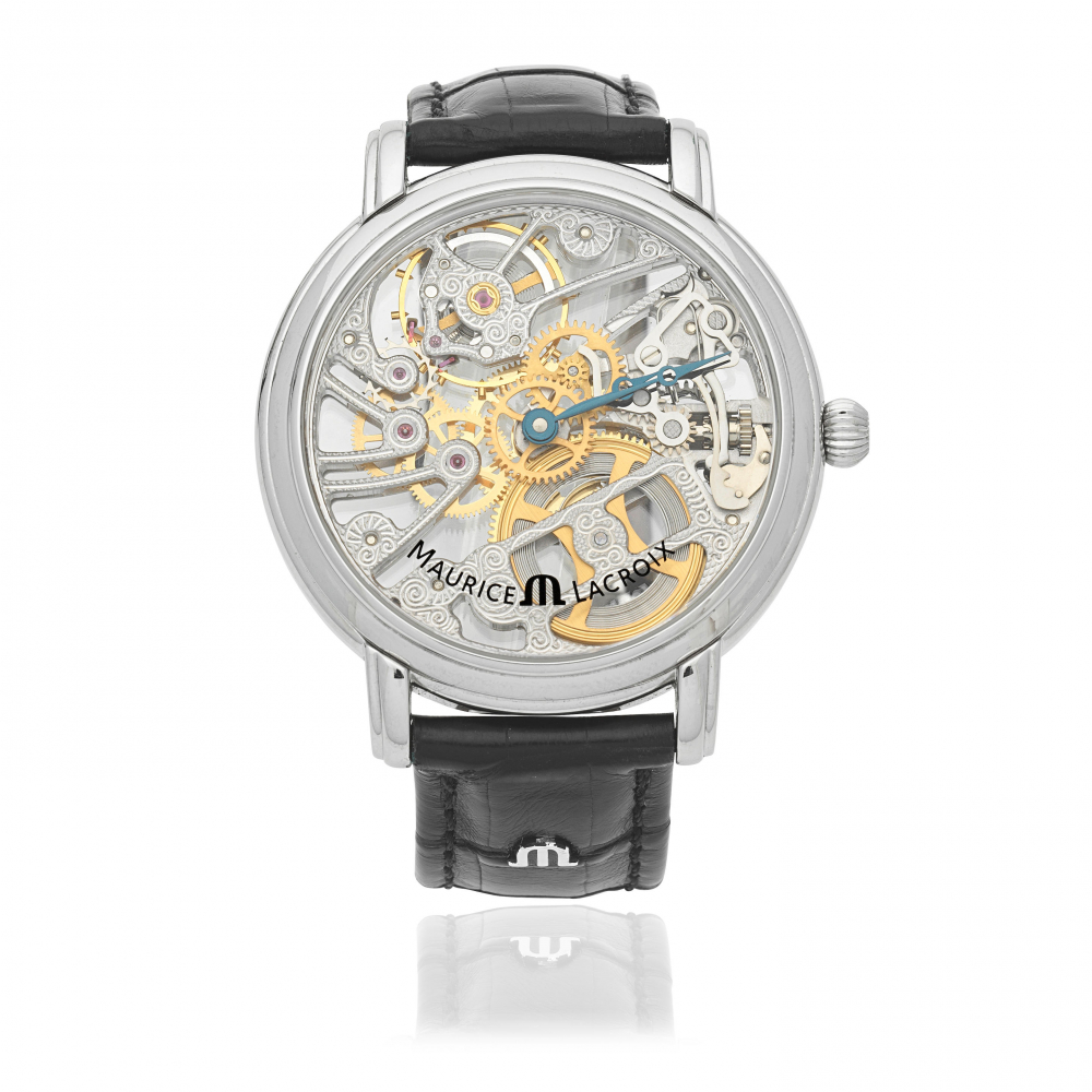 Maurice Lacroix. A stainless steel skeletonised manual wind wristwatch