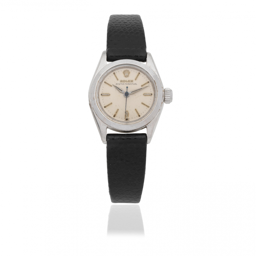 Rolex. A lady's stainless steel automatic wristwatch