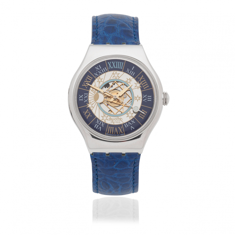 Swatch. A platinum automatic wristwatch