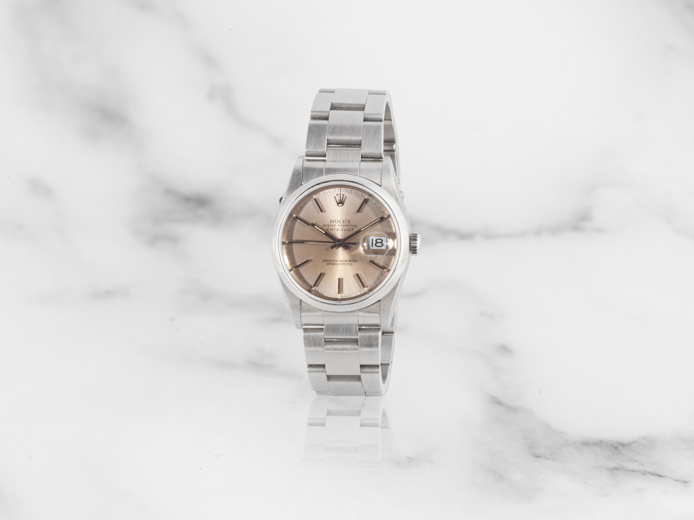 Rolex. Montre bracelet en acier avec date mouvement automatique