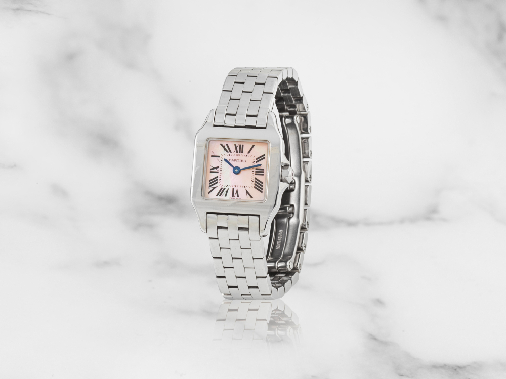 Cartier. Montre bracelet de dame en acier mouvement quartz avec cadran nacre