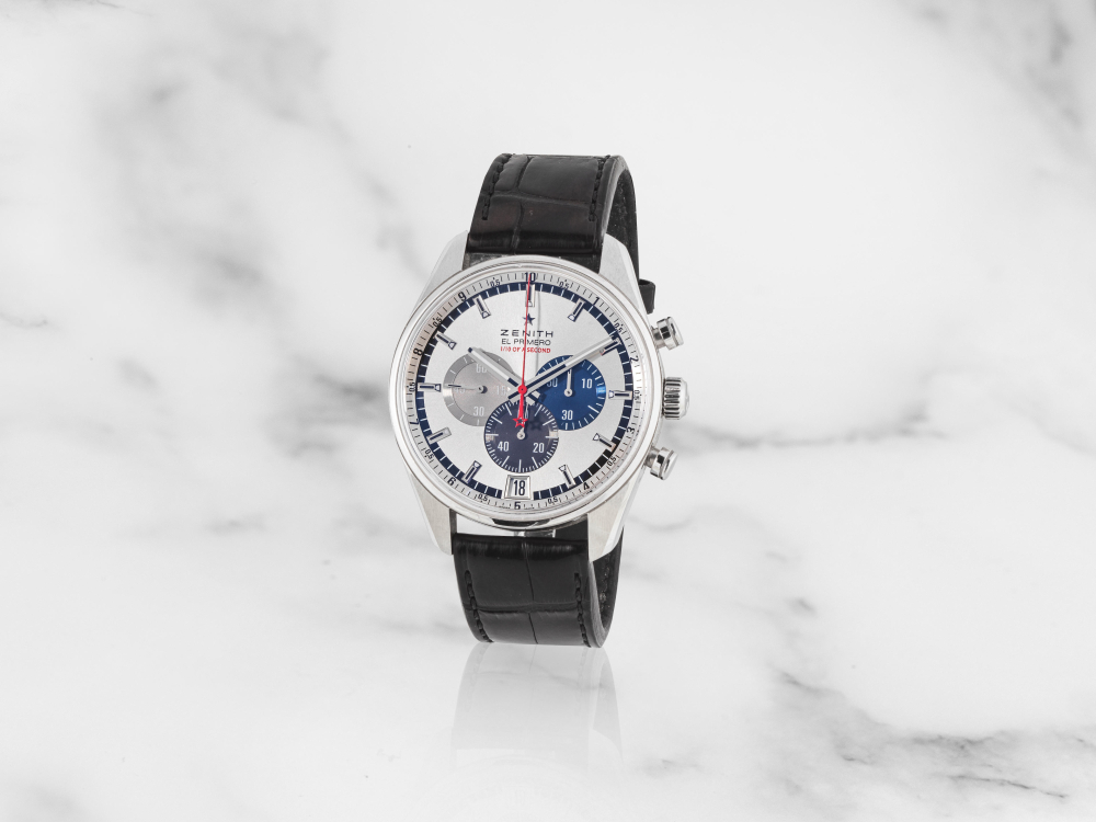 Zenith. Chronographe bracelet en édition limitée en acier avec date mouvement automatique