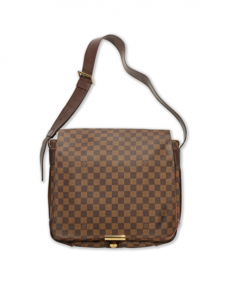 LOUIS VUITTON: DAMIER CANVAS AND NATURAL LEATHER BASTILLE MESSENGER BAG
