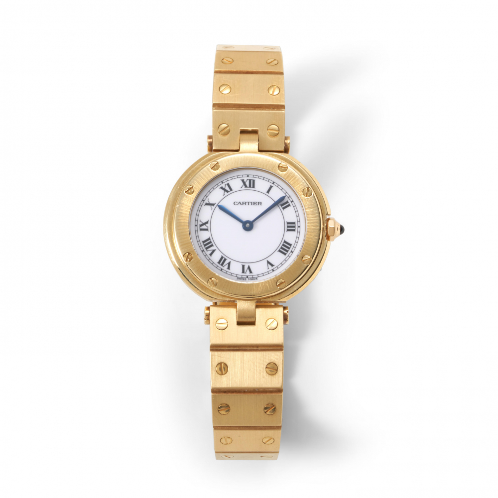 CARTIER: AN 18K GOLD "SANTOS RONDE" WRISTWATCH