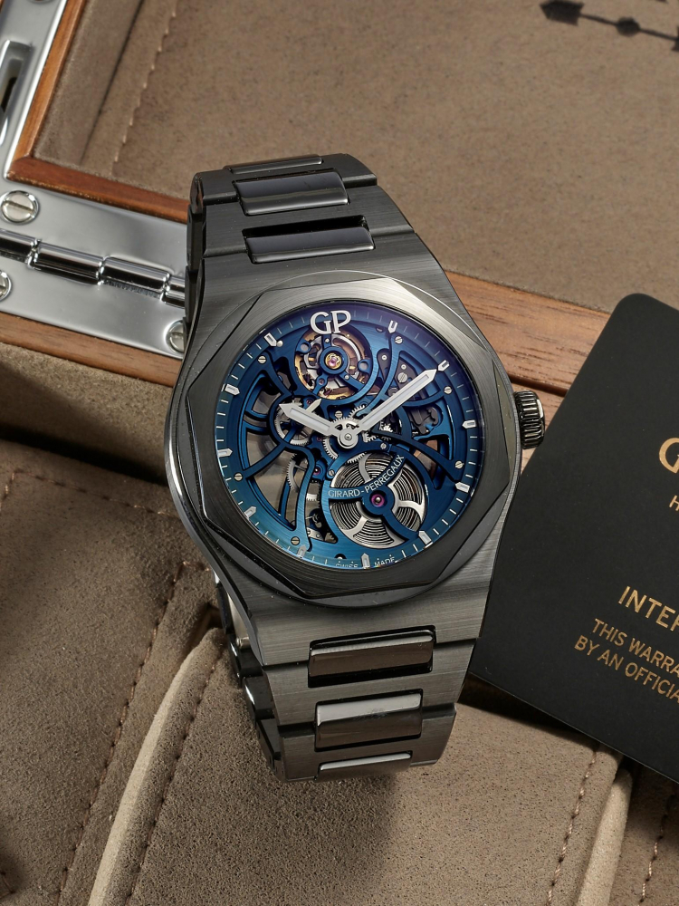 GIRARD-PERREGAUX | LAUREATO SKELETON - EARTH TO SKY EDITION, REF.81015-32, A BRAND NEW CERAMIC SKELETONISED BRACELET WATCH, CIRCA 2023