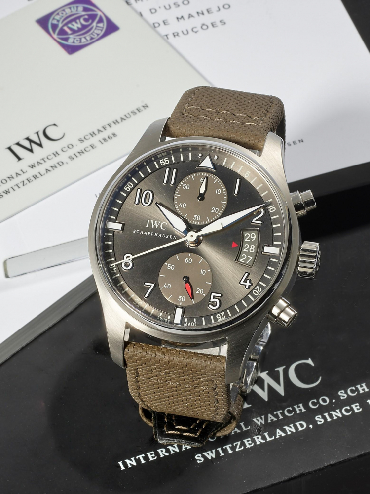 IWC | PILOTS - SPITFIRE, REF.387802, A STAINLESS STEEL FLYBACK CHRONOGRAPH WRISTWATCH WITH DATE, CIRCA 2015