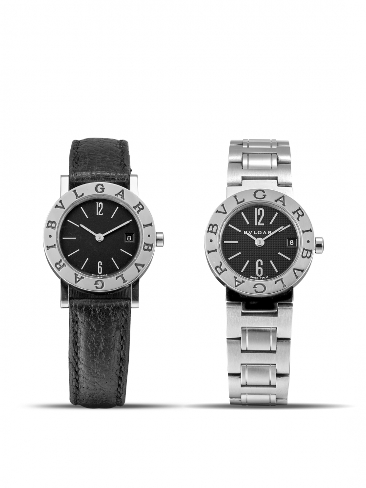 BVLGARI | BVLGARI BVLGARI, A SET OF TWO STAINLESS STEEL WRISTWATCH WITH DATE, CIRCA 2010