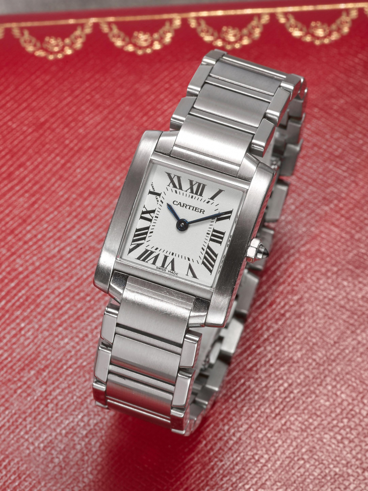 CARTIER | TANK FRANÇAISE, REF.2384, A STAINLESS STEEL BRACELET WATCH, CIRCA 2005