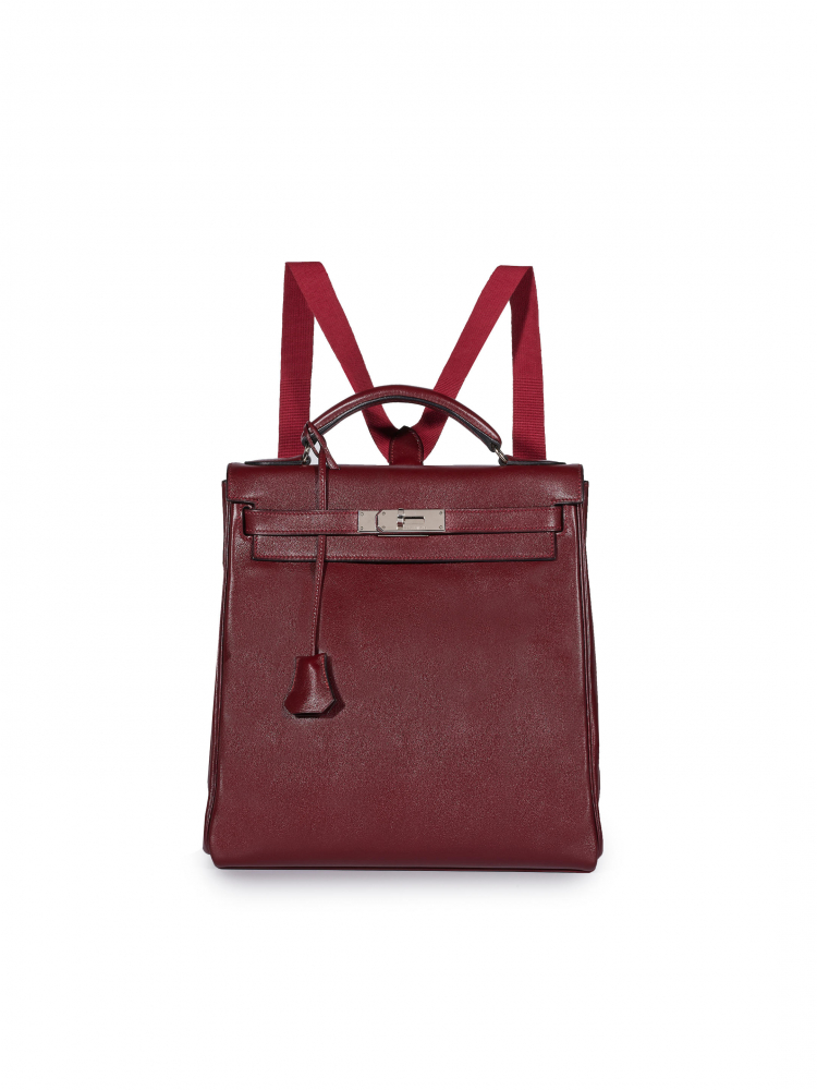 HERMÈS: BRIQUE H SWIFT ADO BACKPACK KELLY 28 WITH PALLADIUM HARDWARE