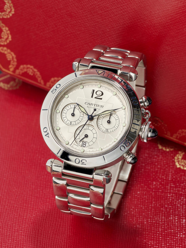 CARTIER | PASHA, REF.2113, A STAINLESS STEEL CHRONOGRAPH WRISTWATCH WITH DATE AND FREDERIC PIGUET BASE MOVEMENT, CIRCA 2000