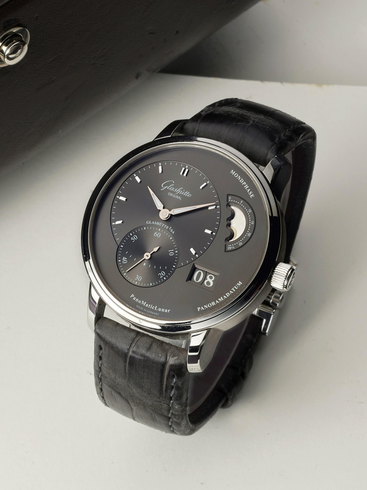 GLASHÜTTE ORIGINAL | PANOMATIC LUNAR, REF.19002433205, A STAINLESS STEEL WRISTWATCH WITH MOON PHASES AND DATE, CIRCA 2013