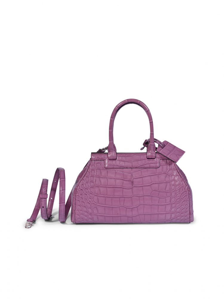 MOYNAT: LAVANDE MATT CROCODILE PAULINE BAG WITH PALLADIUM HARDWARE