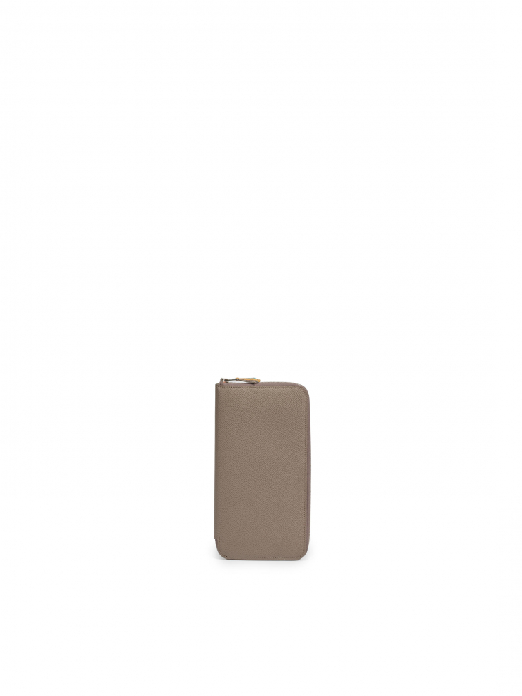 HERMÈS: ETOUPE EPSOM AZAPP LONG SILK-IN ZIPPED LONG WALLET WITH PALLADIUM HARDWARE