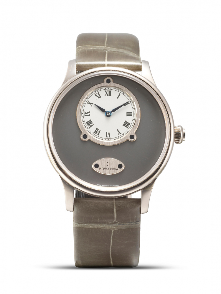 JAQUET DROZ | PETITE HEURE MINUTE, A LIMITED EDITION WHITE GOLD WRISTWATCH, CIRCA 2006